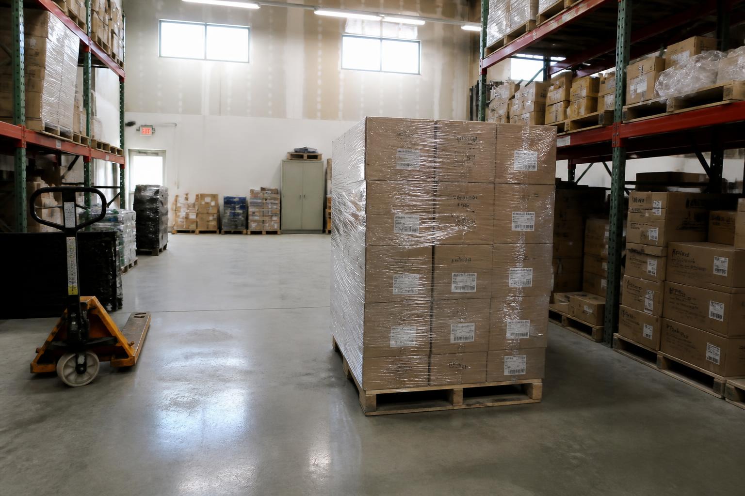 Palletized Lumiq Lighting orders staged for dispatch in our US warehouse